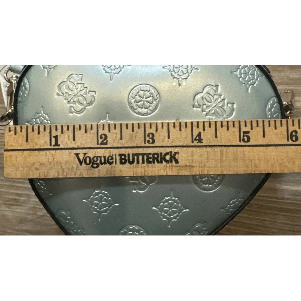 GUESS Arnela Mini Heart Crossbody Purse Quilted‎ Powder Blue Leather NWT